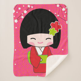 Manta Sherpa Kokeshi Doll sherpa baby Blanket