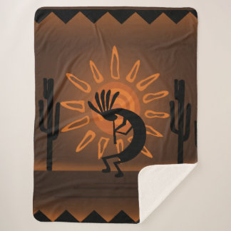 Manta Sherpa Kokopelli Southwest Rustic Brown Sherpa