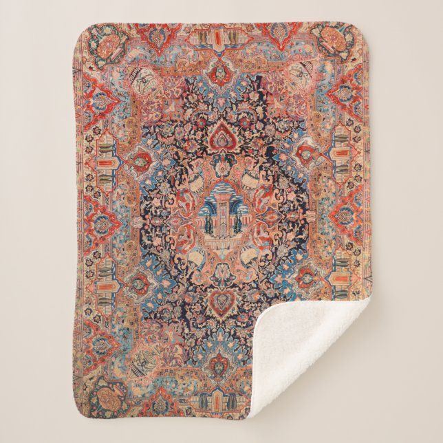 Manta Sherpa La alfombra azul persia  (Anverso)