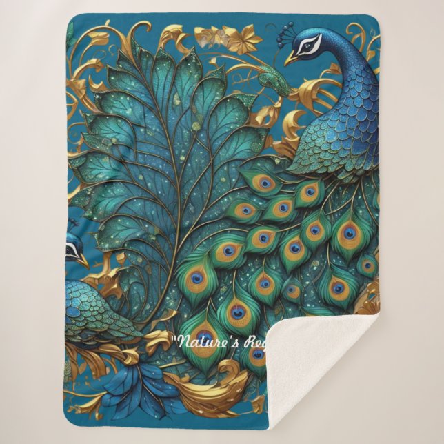 Manta Sherpa "La belleza eterna del pavo real" (Anverso)