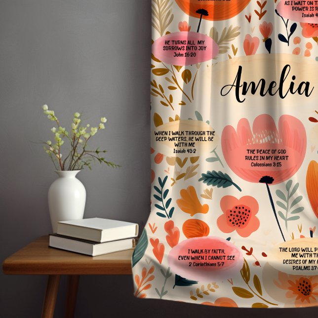 Manta Sherpa La Biblia Floral Boho Versa La Afirmación Con Nomb (Subido por el creador)