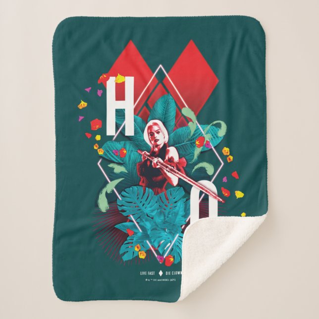 Manta Sherpa La brigada suicida | Harley Quinn Floral Diamond (Anverso)
