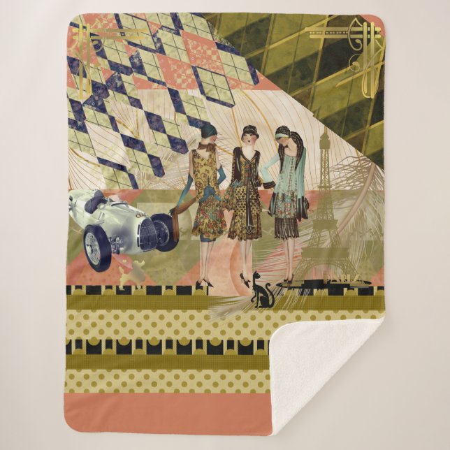 Manta Sherpa La escena de los Fappers de París vintage (Anverso)