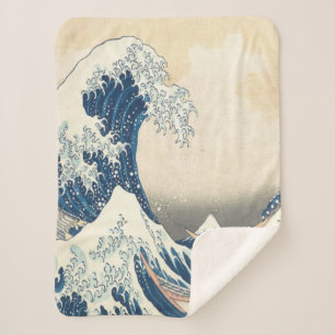 Manta Sherpa La gran ola del Kanagawa Ukiyo-e japonés