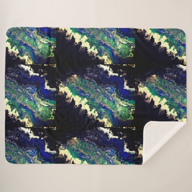 Manta Sherpa La Laguna pintura azul negro blanco verde azulado (Anverso (horizontal))