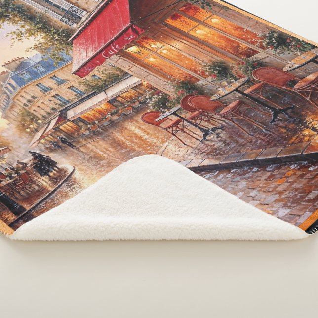 Manta Sherpa La Luz Dorada Del Sol En Un Café De Ciudad Lluvios (3/4)