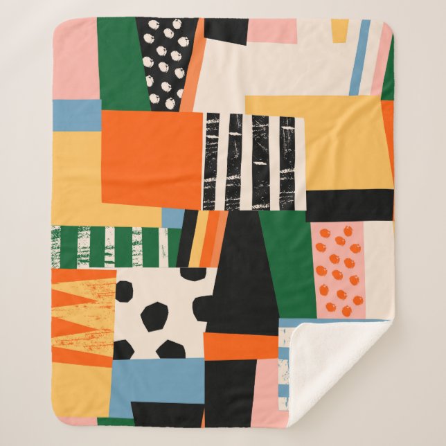 Manta Sherpa La mano dibujó varias formas. Resumen contemporáne (Anverso)