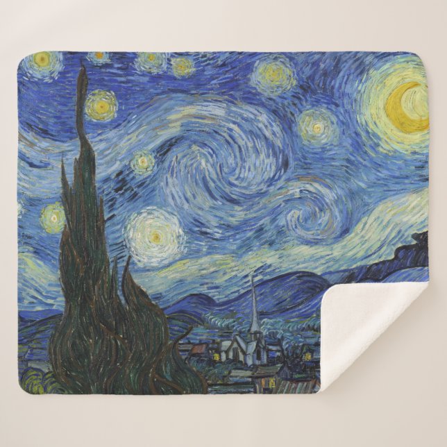 Manta Sherpa La noche estrellada de Van Gogh (Anverso (horizontal))
