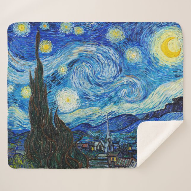Manta Sherpa La noche estrellada | Van Gogh | (Anverso (horizontal))