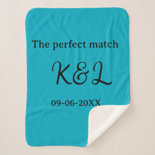 Manta Sherpa La pareja perfecta nombre letra fecha azul sim