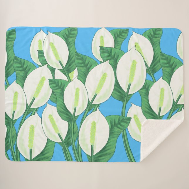 Manta Sherpa La paz blanca se esconde en un fondo azul pálido (Anverso (horizontal))