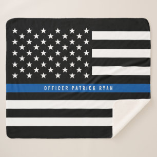 Manta Sherpa La policía delgada Línea Azul Bandera Estadounid