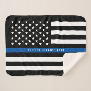 Manta Sherpa La policía delgada línea azul bandera estadounid