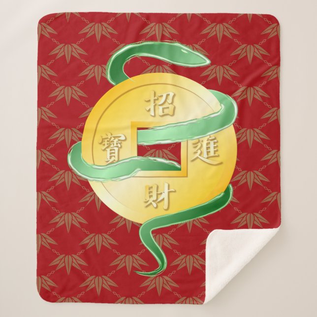 Manta Sherpa La riqueza de la serpiente del Año Nuevo Lunar Chi (Anverso)