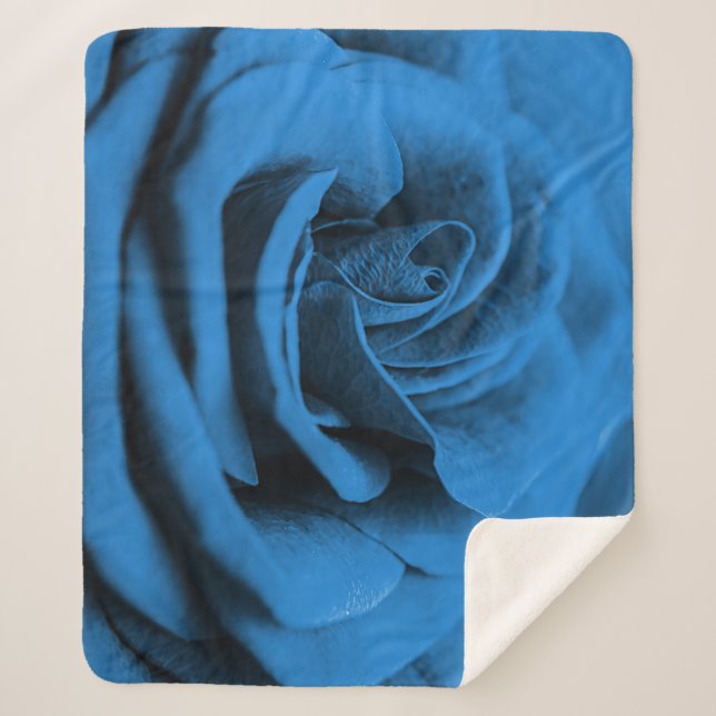 Manta Sherpa La rosa roja azul, macrobelleza. (Anverso)