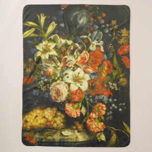 Manta Sherpa La vida con flores y fruta