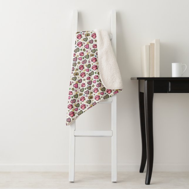 Manta Sherpa Labios con estampado de leopardo de moda Y2K  (In situ)