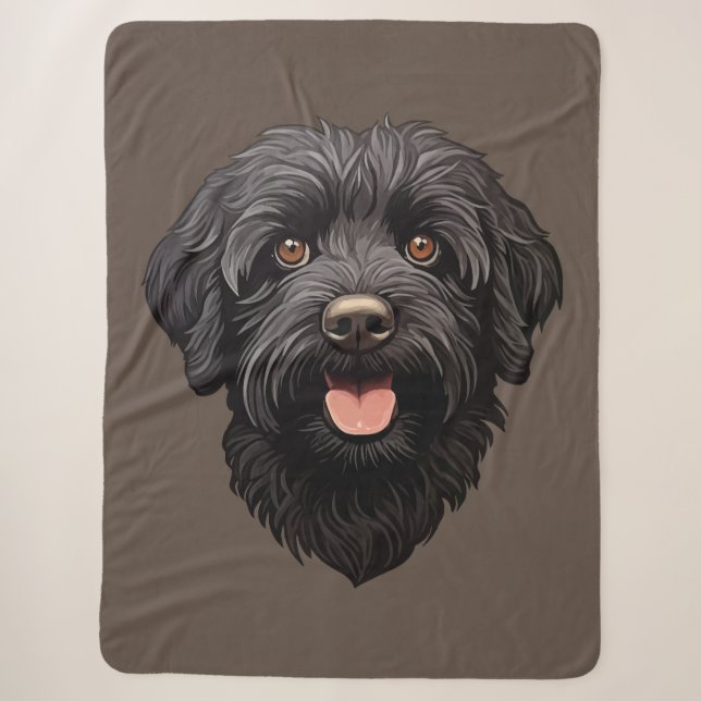 Manta Sherpa Labradoodle Perro Negro (Anverso)