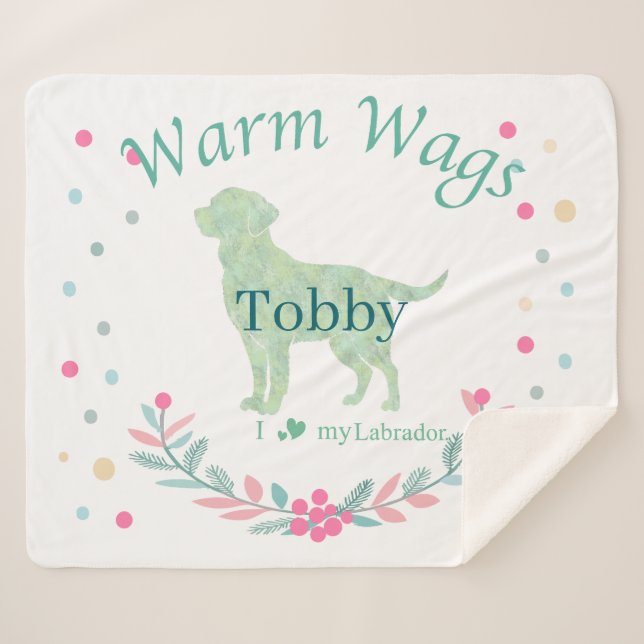 Manta Sherpa Labrador Retriever Mint Minimal | Navidad Personal (Anverso (horizontal))