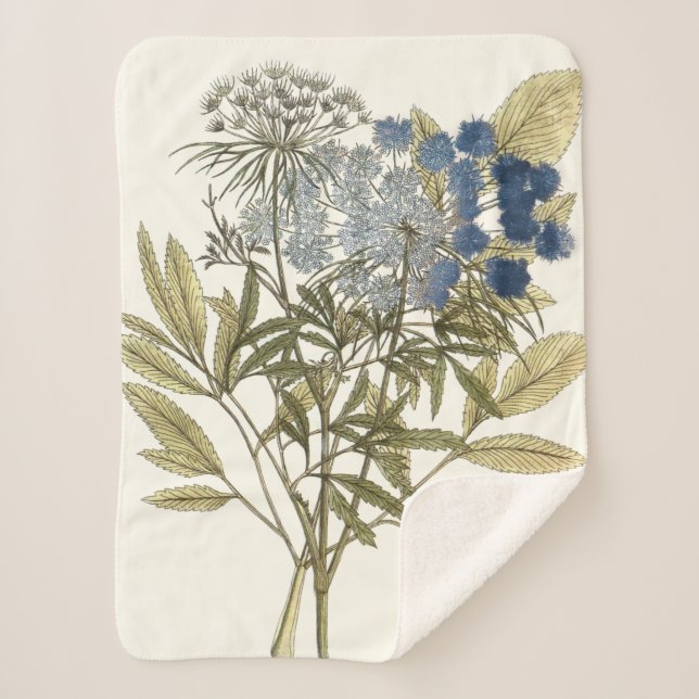 Manta Sherpa Lacy Leaves - Flores y vegetación (Anverso)