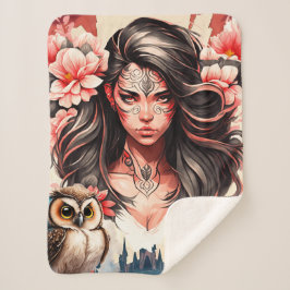 Manta Sherpa Lady y el búho