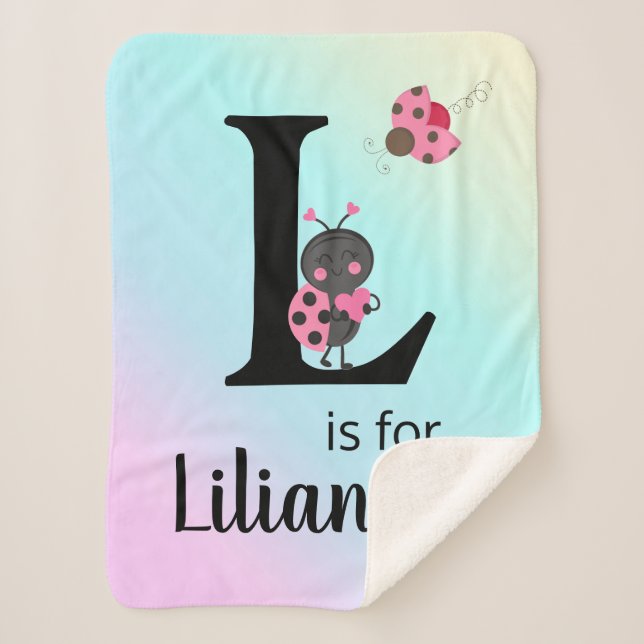 Manta Sherpa Ladybugs personalizados (Anverso)