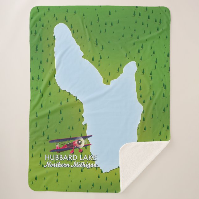 Manta Sherpa Lago Hubbard Mapa del lago del norte de Michigan (Anverso)