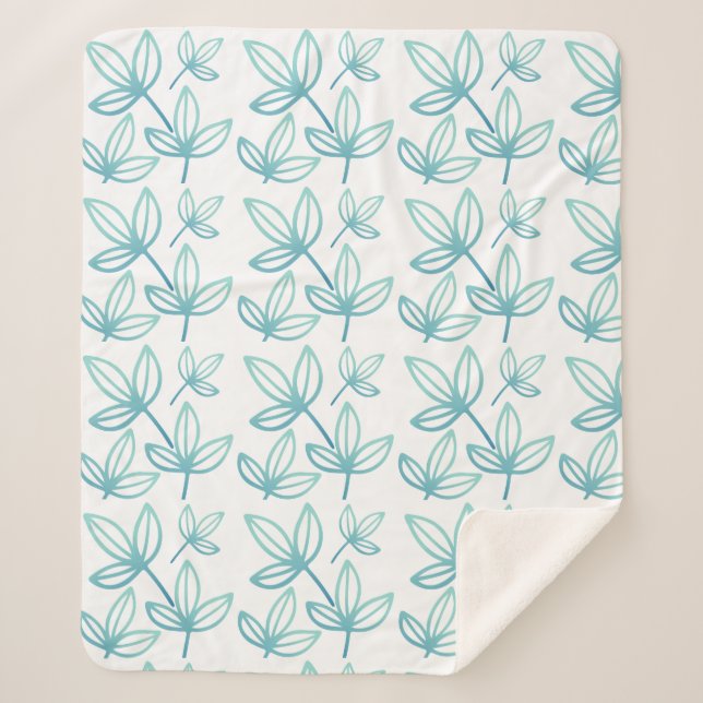 Manta Sherpa Las elegantes y modernas hojas turquesa (Anverso)