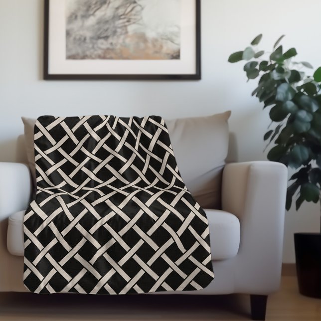 Manta Sherpa Lattice negro e marfil | Casa de campo moderna (Subido por el creador)