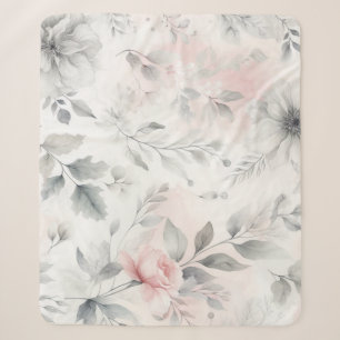 Manta Sherpa Lavado floral rosa suave