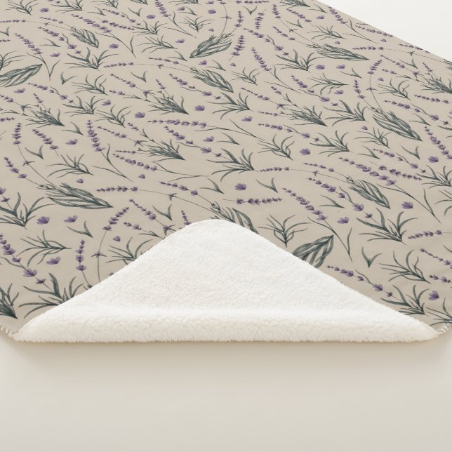 Manta Sherpa Lavender Botanical Pattern Sherpa Blanket (3/4)