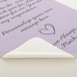 Manta Sherpa Lavender Carta de amor manuscrita o mensaje