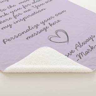 Manta Sherpa Lavender Carta de amor manuscrita o mensaje