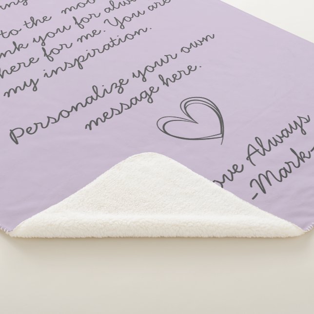 Manta Sherpa Lavender Carta de amor manuscrita o mensaje (3/4)