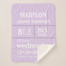 Lavender Cute Baby Stats invitación