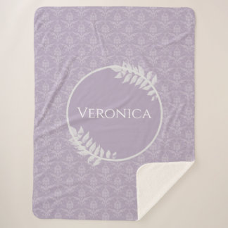 Manta Sherpa Lavender elegante Damask personalizado
