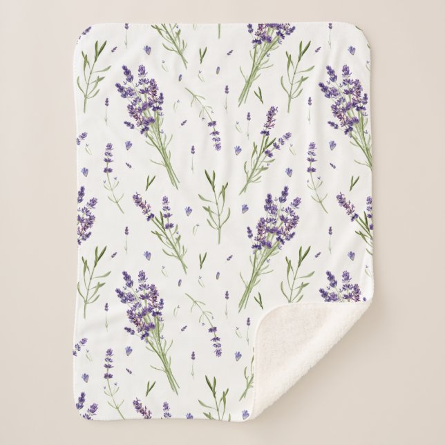 Manta Sherpa Lavender Planta Patrón Sherpa Fleece Blanket (Anverso)