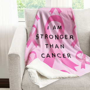 Manta Sherpa Lazo Rosa Soy Más Fuerte Que El Cáncer