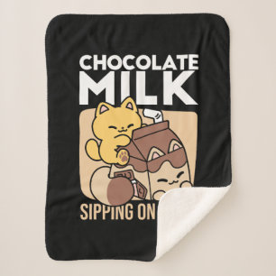 Manta Sherpa Leche de Chocolate Sorbiendo Felicidad – Comida de