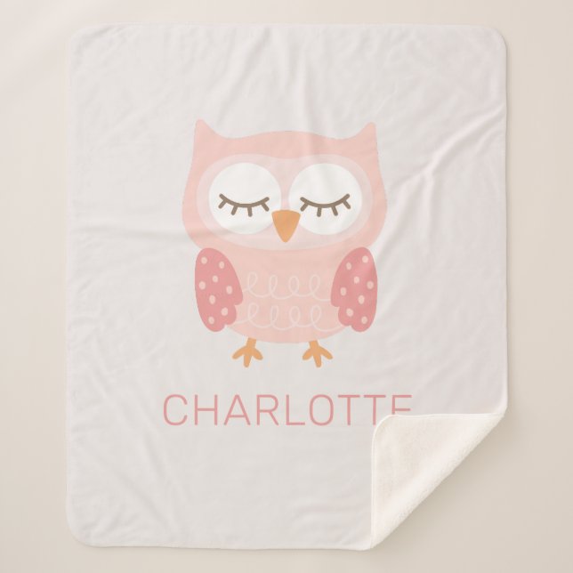 Manta Sherpa 'Lechuza rosa', chicas personalizados bonitos y ex (Anverso)