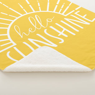 Manta Sherpa Lemon Yellow Simple Moderno Hello Sunshine