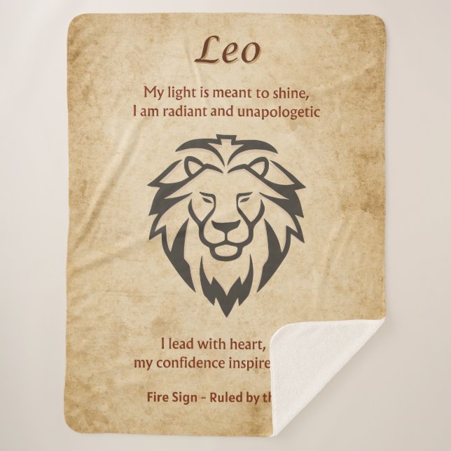 Manta Sherpa Leo Zodiac with Bold Self-Love Affirmations  (Anverso)