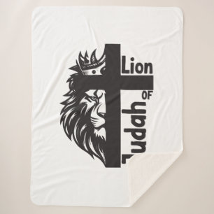 Manta Sherpa León de Judá negrita Medio León Media Cruz Cristia