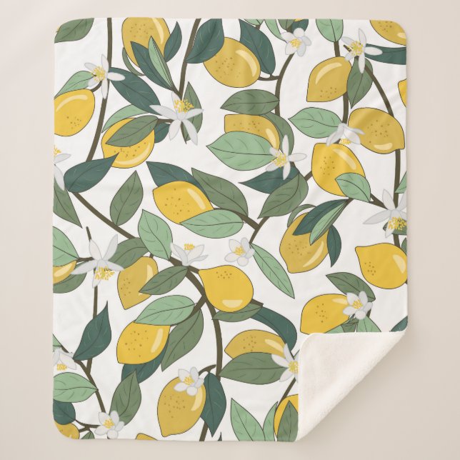 Manta Sherpa Leones Amarillas, Impresión Tropical Sin Marea. (Anverso)