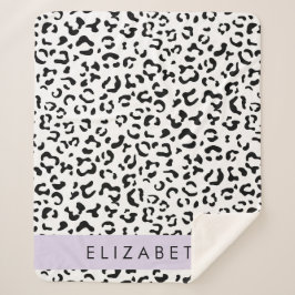 Manta Sherpa Leopard Print, Spots, Black And White, Tu Nombre