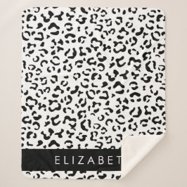 Manta Sherpa Leopard Print, Spots, Black And White, Tu Nombre