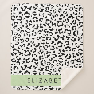 Manta Sherpa Leopard Print, Spots, Black And White, Tu Nombre