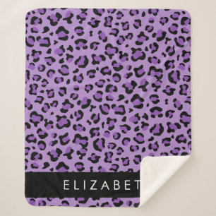 Manta Sherpa Leopard Print, Spots, Purple Leopard, tu nombre