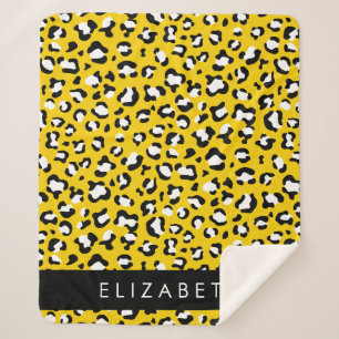 Manta Sherpa Leopard Print, Spots, Yellow Leopard, tu nombre