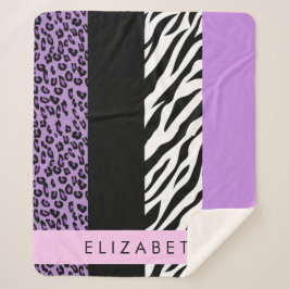 Manta Sherpa Leopard Print, Zebra Print, Purple, Tu Nombre